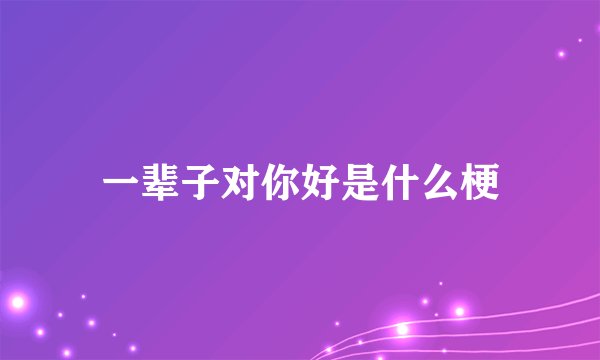 一辈子对你好是什么梗