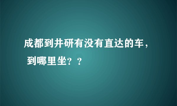 成都到井研有没有直达的车， 到哪里坐？？