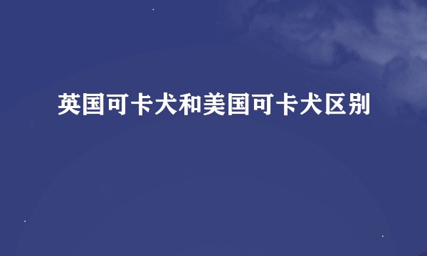 英国可卡犬和美国可卡犬区别