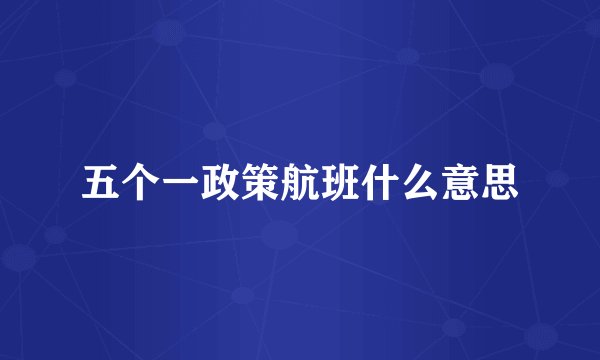 五个一政策航班什么意思