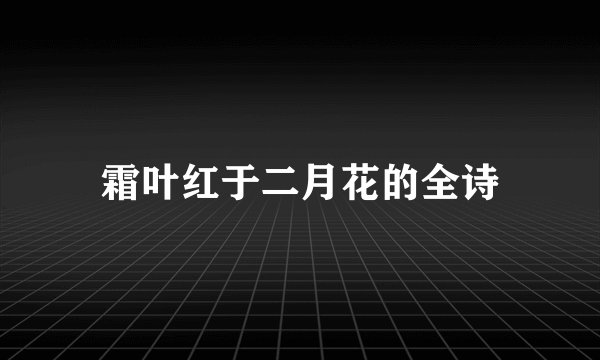 霜叶红于二月花的全诗