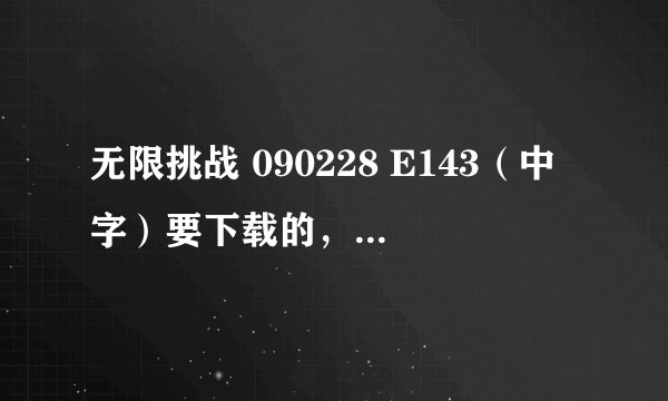无限挑战 090228 E143（中字）要下载的，不要在线的