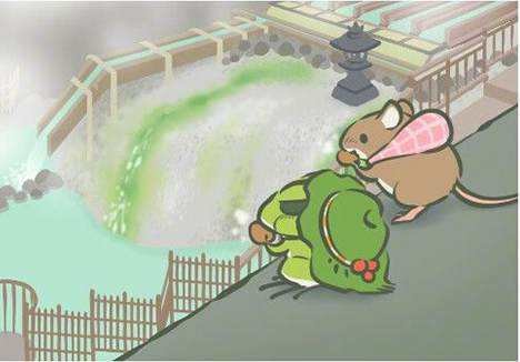 一个绿色青蛙在上午7点还在看电视,突然有