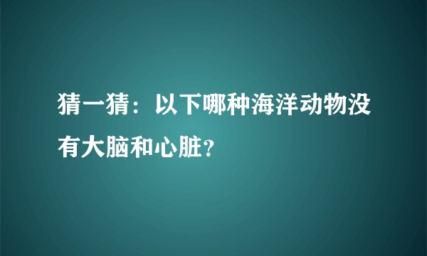 猜一猜：以下哪种海洋动物没有大脑和心脏？