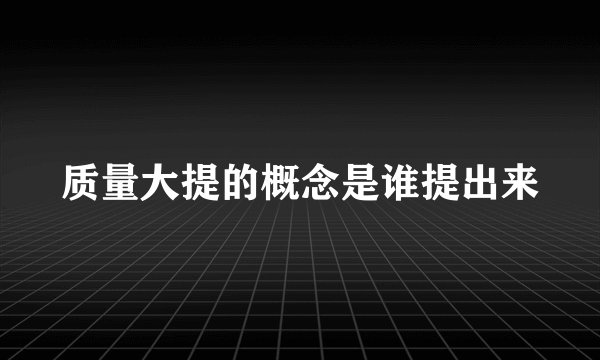 质量大提的概念是谁提出来