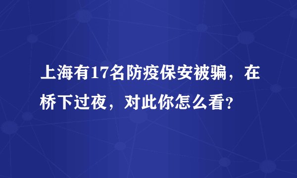 上海有17名防疫保安被骗，在桥下过夜，对此你怎么看？