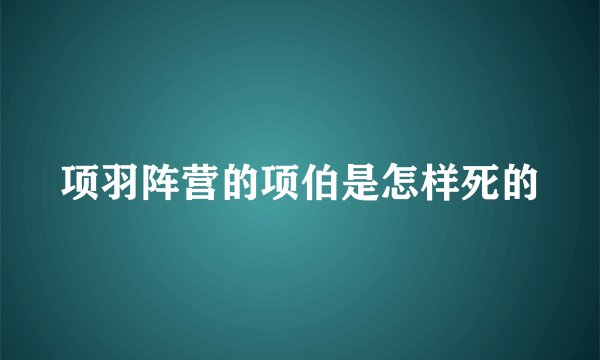 项羽阵营的项伯是怎样死的