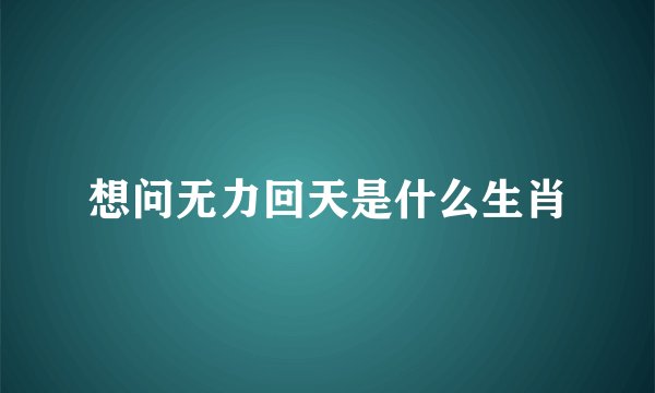 想问无力回天是什么生肖