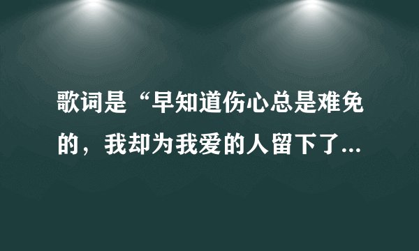 歌词是“早知道伤心总是难免的，我却为我爱的人留下了太多伤悲。”是什么歌？