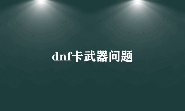 dnf卡武器问题