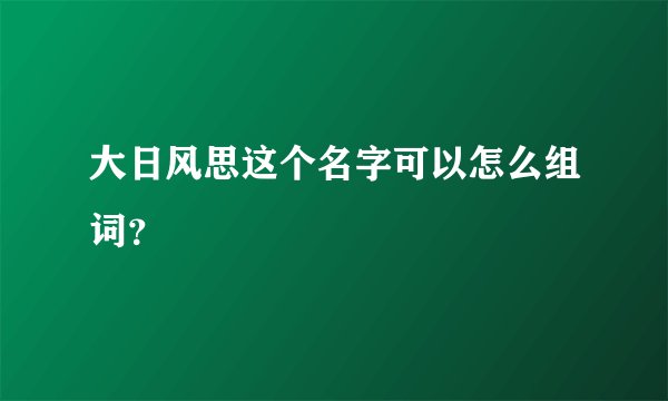 大日风思这个名字可以怎么组词？