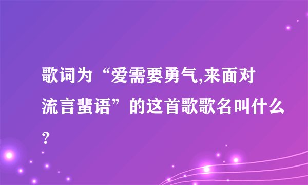 歌词为“爱需要勇气,来面对流言蜚语”的这首歌歌名叫什么？