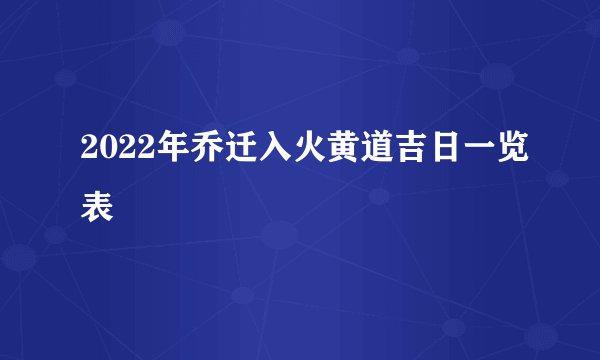 2022年乔迁入火黄道吉日一览表