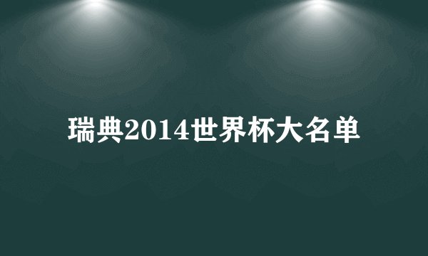 瑞典2014世界杯大名单