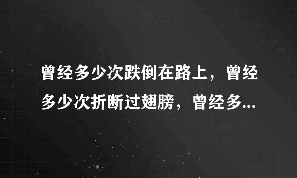 曾经多少次跌倒在路上，曾经多少次折断过翅膀，曾经多少次扑灭了梦想