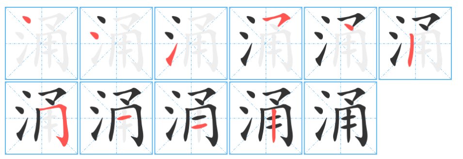 涌的部首和组词