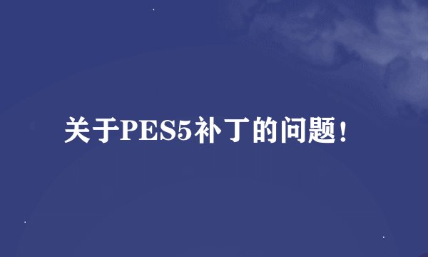 关于PES5补丁的问题！