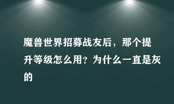 魔兽世界招募战友后，那个提升等级怎么用？为什么一直是灰的