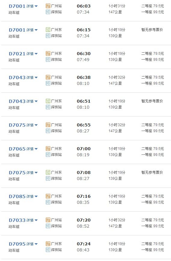 广州到深圳坐和谐号多少钱？多长时间？