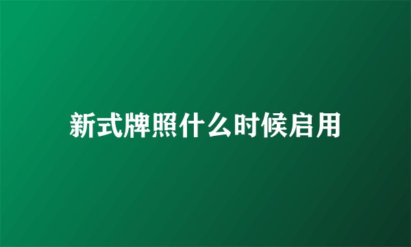 新式牌照什么时候启用