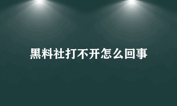 黑料社打不开怎么回事