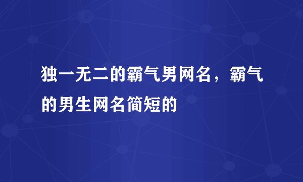 独一无二的霸气男网名，霸气的男生网名简短的