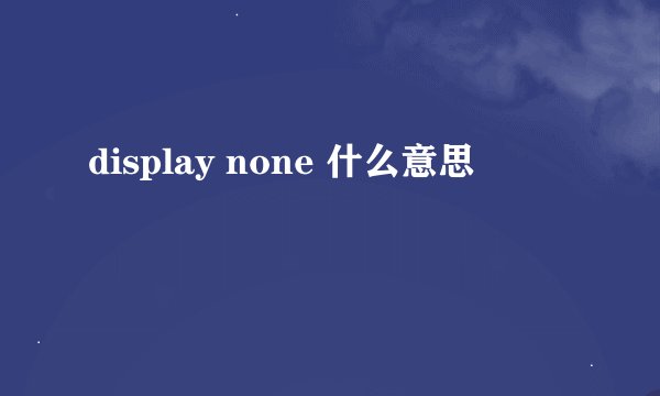 display none 什么意思