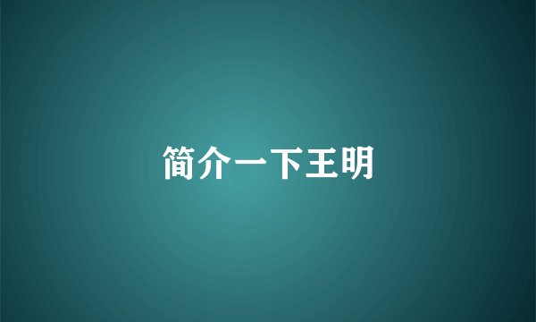 简介一下王明
