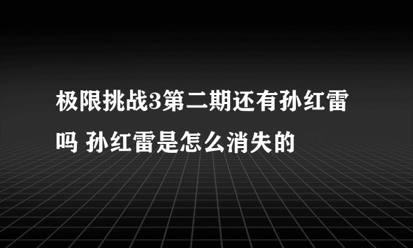 极限挑战3第二期还有孙红雷吗 孙红雷是怎么消失的
