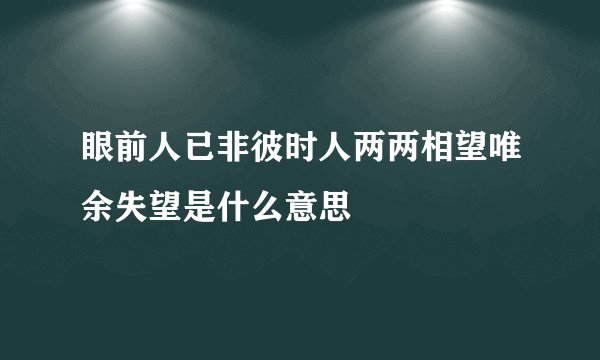 眼前人已非彼时人两两相望唯余失望是什么意思