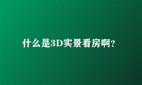什么是3D实景看房啊？