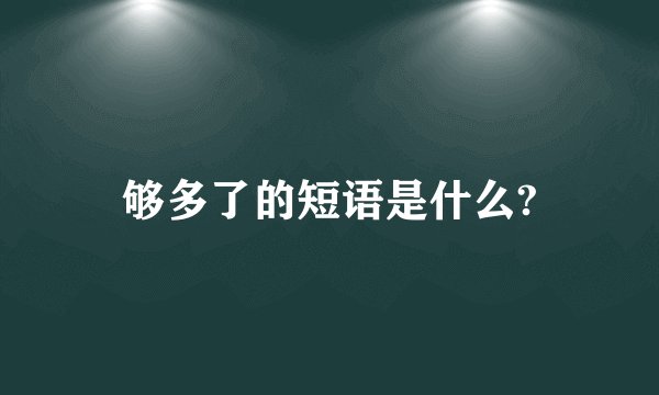 够多了的短语是什么?