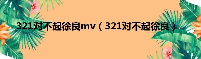 321对不起徐良mv(321对不起徐良)