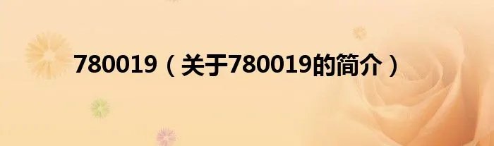 780019（关于780019的简介）
