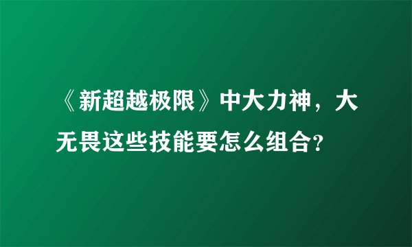 《新超越极限》中大力神，大无畏这些技能要怎么组合？
