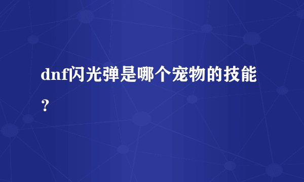 dnf闪光弹是哪个宠物的技能？