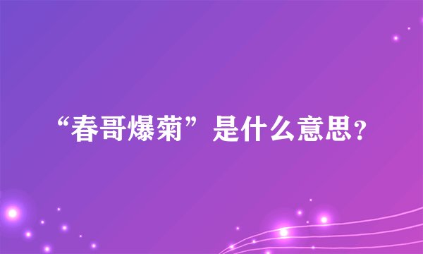 “春哥爆菊”是什么意思？
