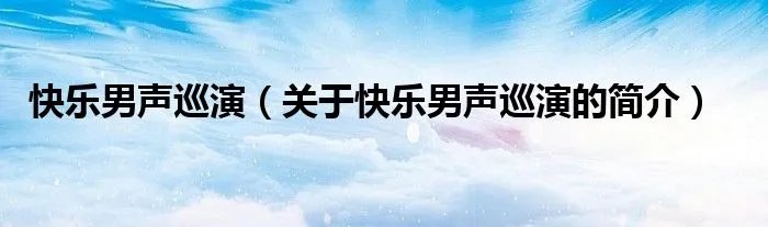 快乐男声巡演（关于快乐男声巡演的简介）