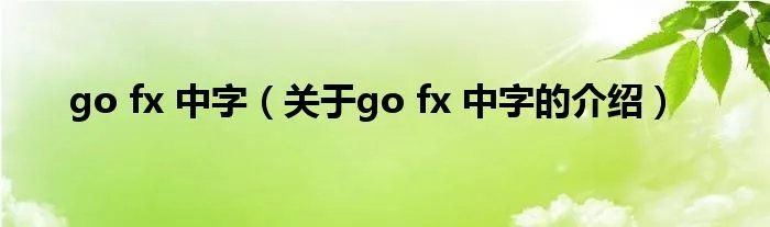 go fx 中字（关于go fx 中字的介绍）