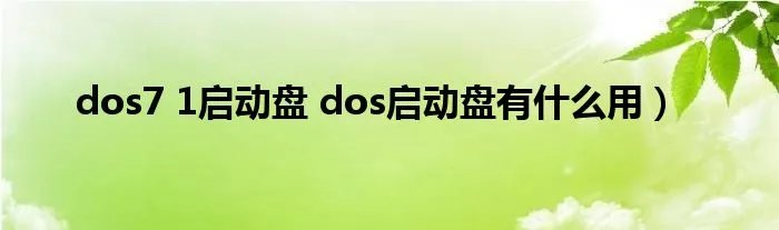 dos7 1启动盘 dos启动盘有什么用）