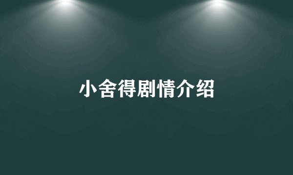 小舍得剧情介绍