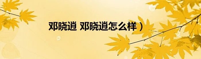 邓晓逍 邓晓逍怎么样）