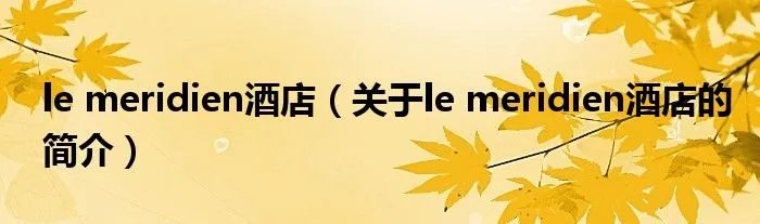 le meridien酒店（关于le meridien酒店的简介）