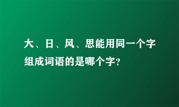 大、日、风、思能用同一个字组成词语的是哪个字？