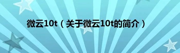 微云10t(关于微云10t的简介)