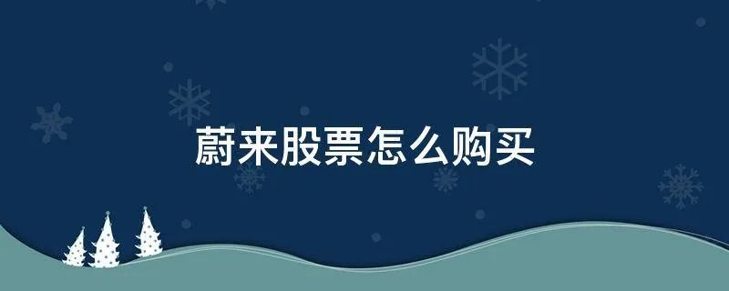 蔚来股票怎么购买