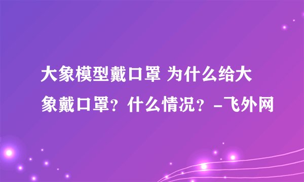 大象模型戴口罩 为什么给大象戴口罩？什么情况？-飞外网