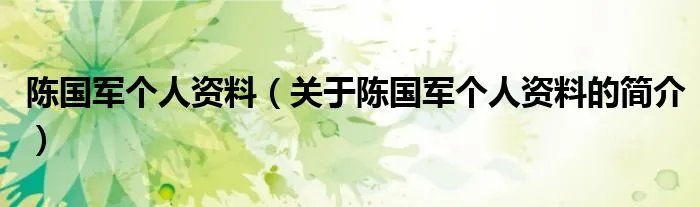 陈国军个人资料（关于陈国军个人资料的简介）