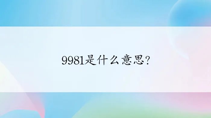 9981是什么意思?