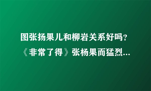 图张扬果儿和柳岩关系好吗？《非常了得》张杨果而猛烈回击_戏剧-飞外网